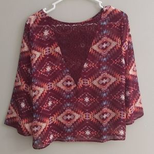 😃FREE WITH PURCHASE! BOGO! Sheer blouse, size large Arizona